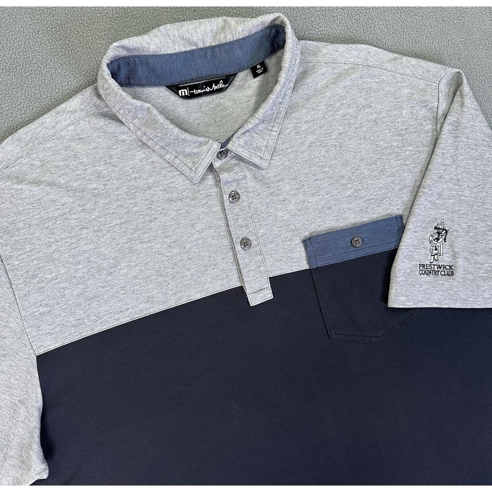 Travis Mathew Polo Shirt Mens XL Grey Pima Cotton Prestwick‎ Country Club Golf